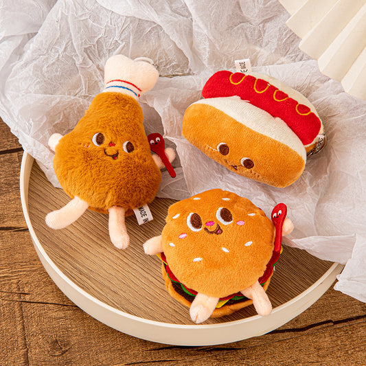 Cute Creative Plush Fries Burger Keychain Bag Charm