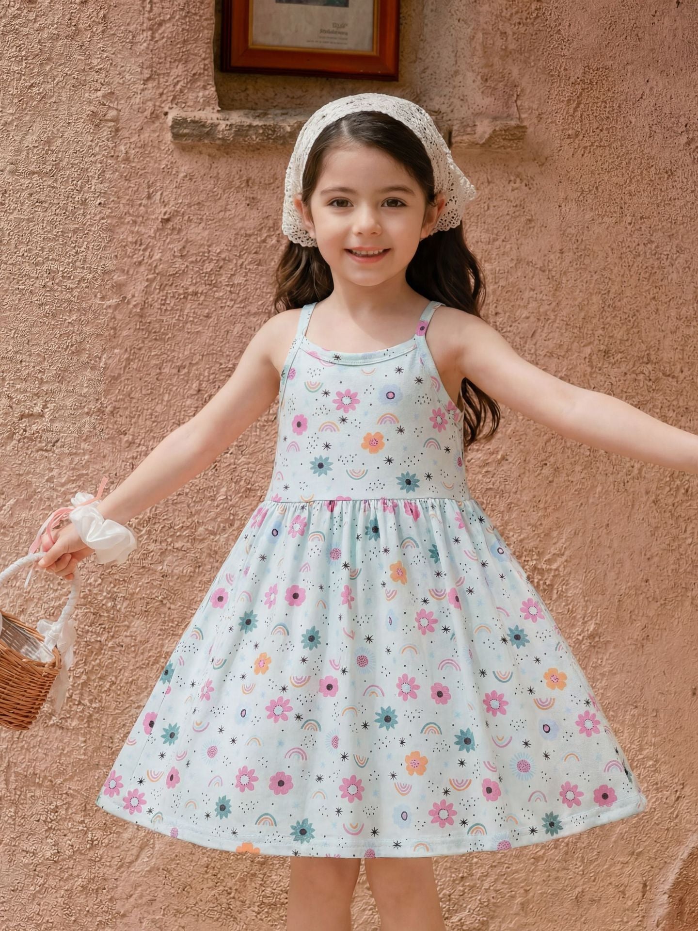 Cartoon Print A-Line Dress for Girls