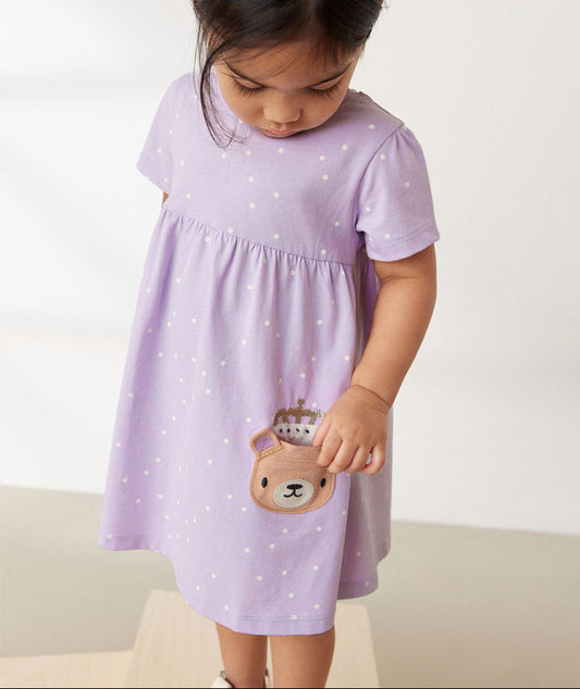 Princess Style Short-Sleeve Cotton Dress for Girls