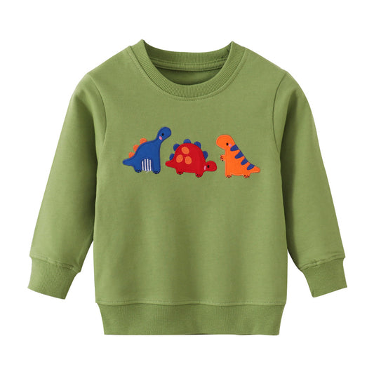 Cartoon Print Long Sleeve Boys Sweatshirt Cotton Casual Top