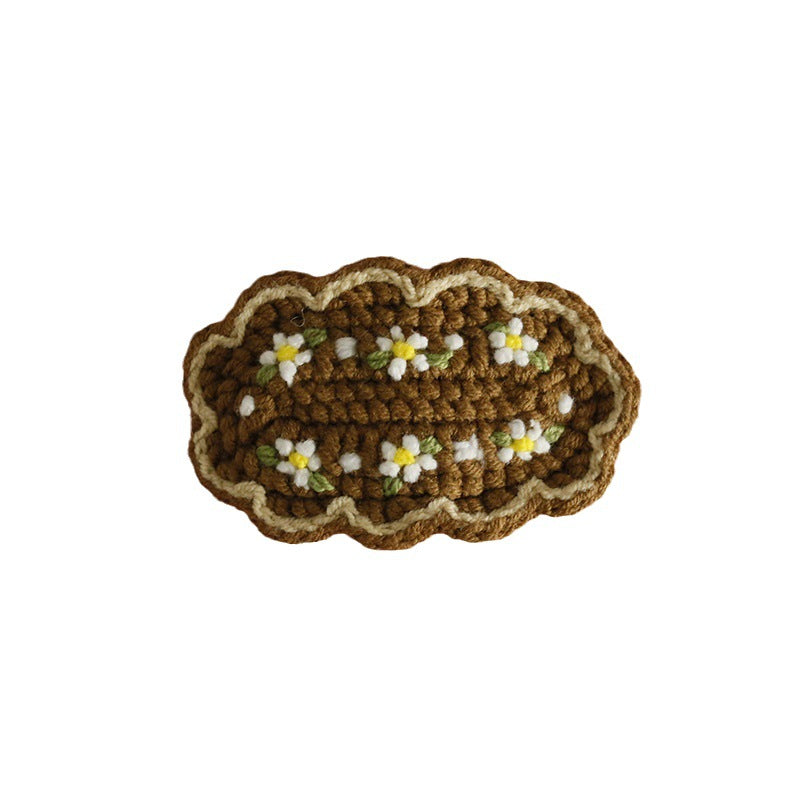 Floral Embroidered Hair Clips Handmade Yarn Accessories for Women