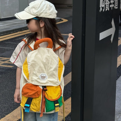 Trendy Color Block School Backpack for Kids