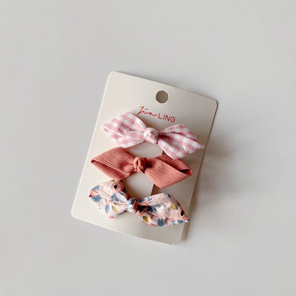 Children's Fabric Hair Clips Floral Bow Set