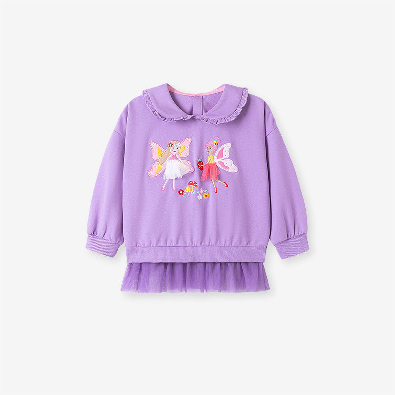 Cartoon Appliqué Girl's Outfit Cute Cotton Two-Piece Set