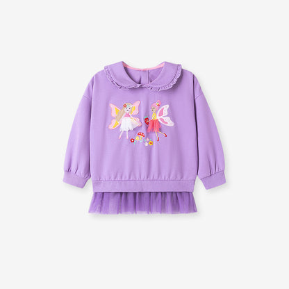 Cartoon Appliqué Girl's Outfit Cute Cotton Two-Piece Set