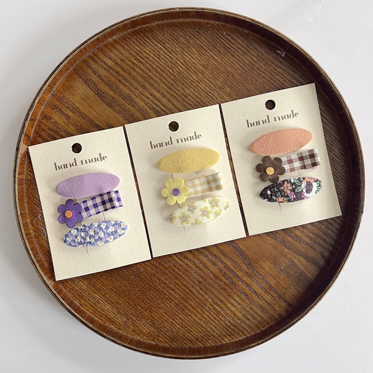 Floral Print Fabric Hair Clips Set for Kids