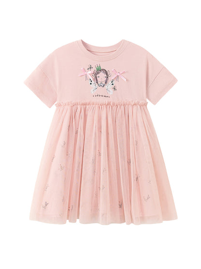 Girls' Tulle Dress Cute Short Sleeve Princess Dress