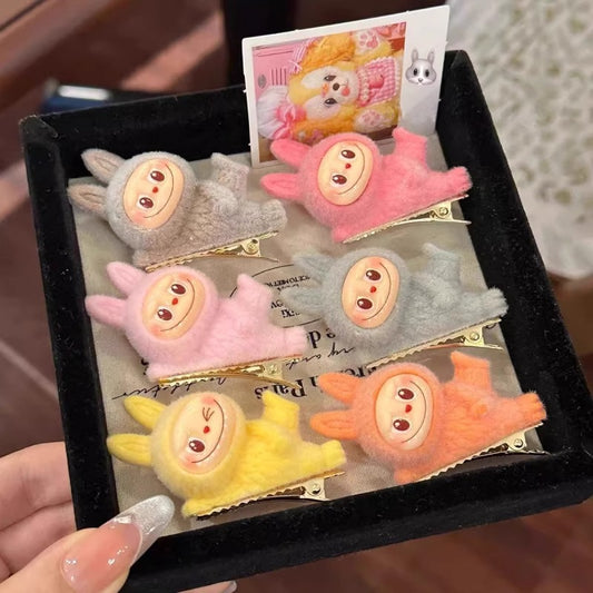 Labubu Style Plush Hair Clips for Kids