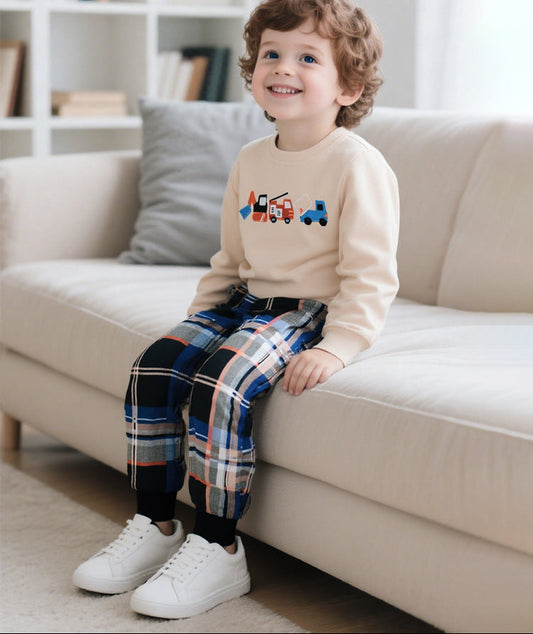 Cool Boys Cotton Pajama Set with Cartoon Design