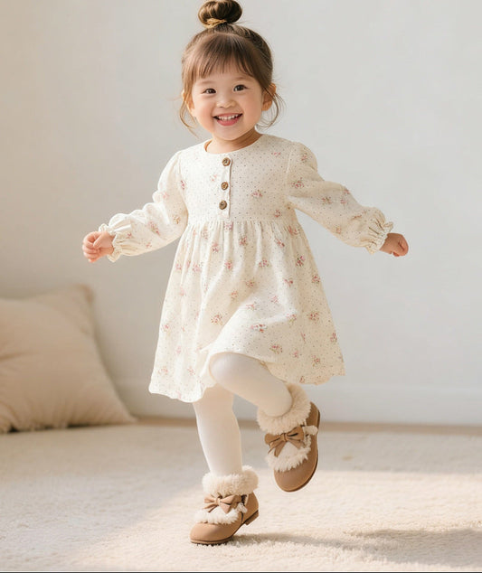 Cute Princess A-Line Dress for Girls in Cotton