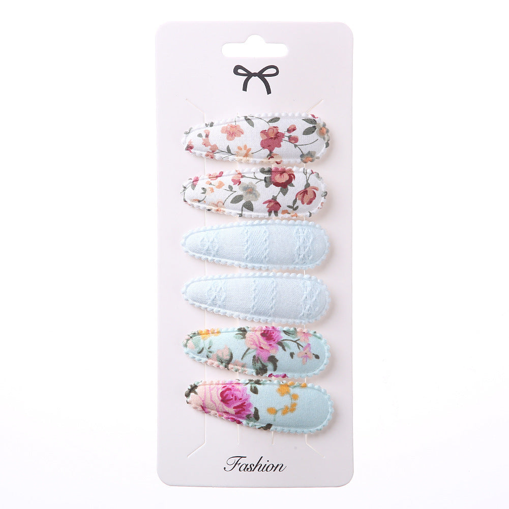 Sweet Floral Fabric Hair Clips Set for Kids