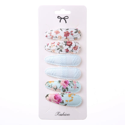 Sweet Floral Fabric Hair Clips Set for Kids