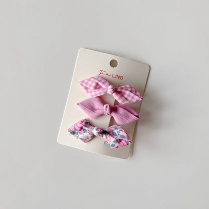 Children's Fabric Hair Clips Floral Bow Set