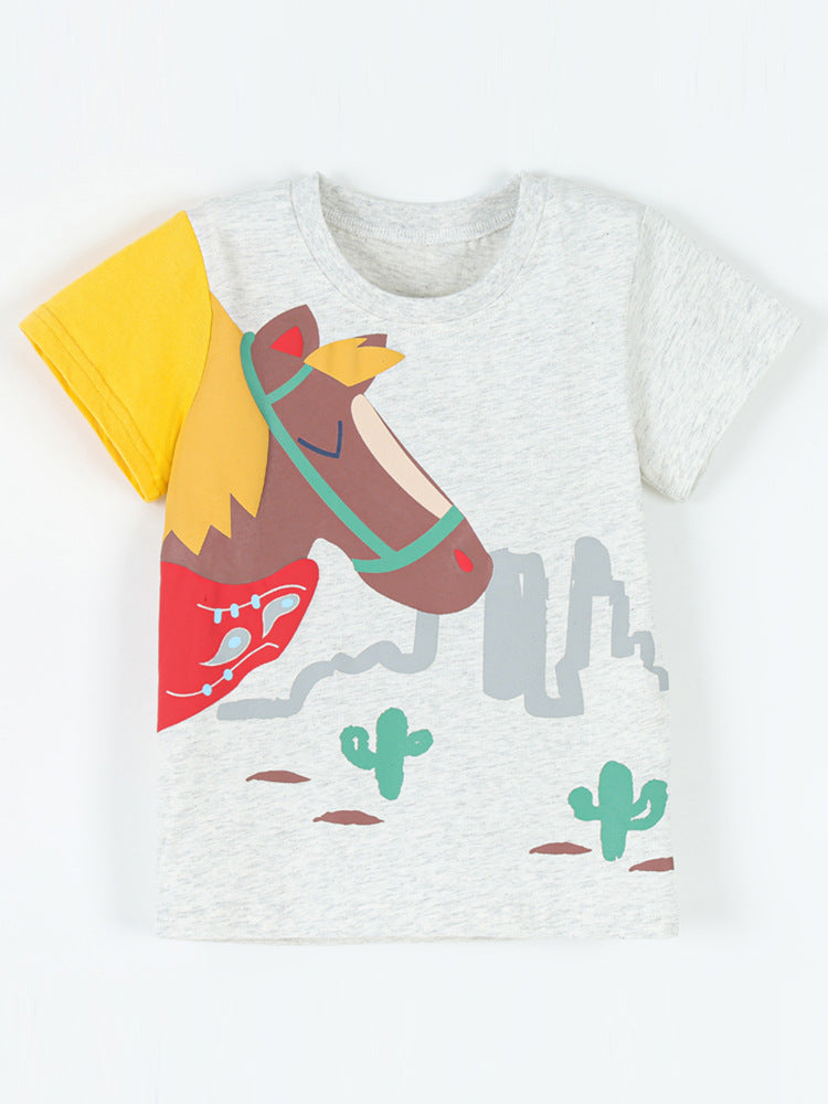 Animal Print Short Sleeve T-Shirt for Boys