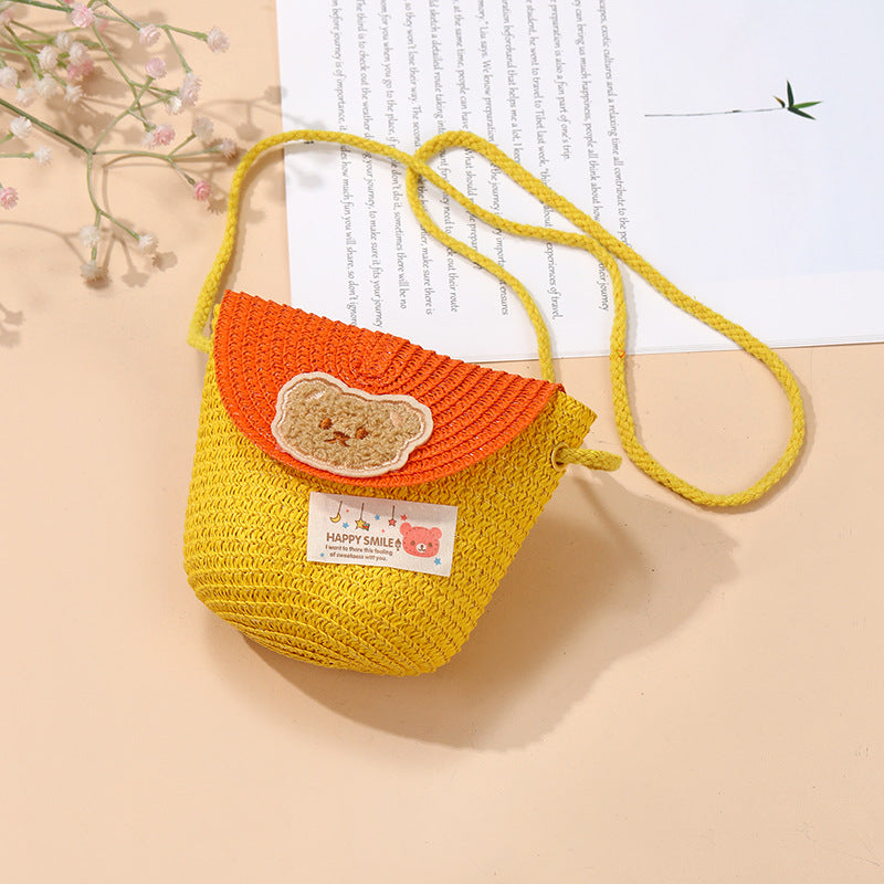 Cute Summer Children's Crossbody Woven Bag with Animal Patterns
