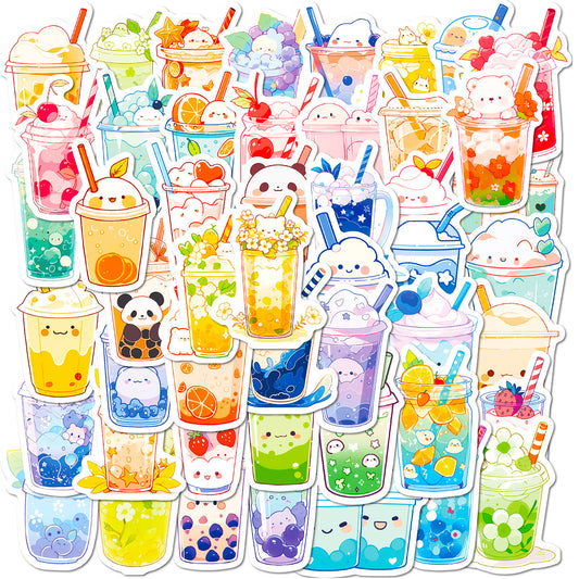 Stickers Bubble Tea Animal Printed Adhesive Nordic