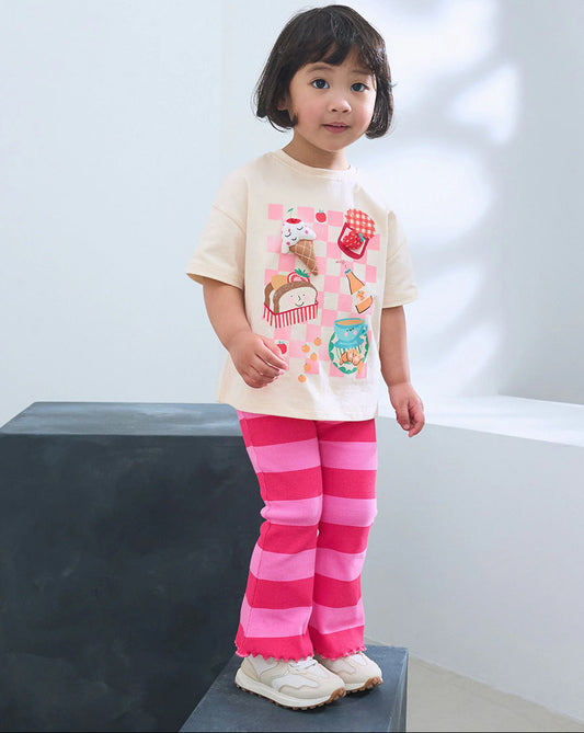 Kids Cartoon T-Shirt And Bell Bottom Pants Set