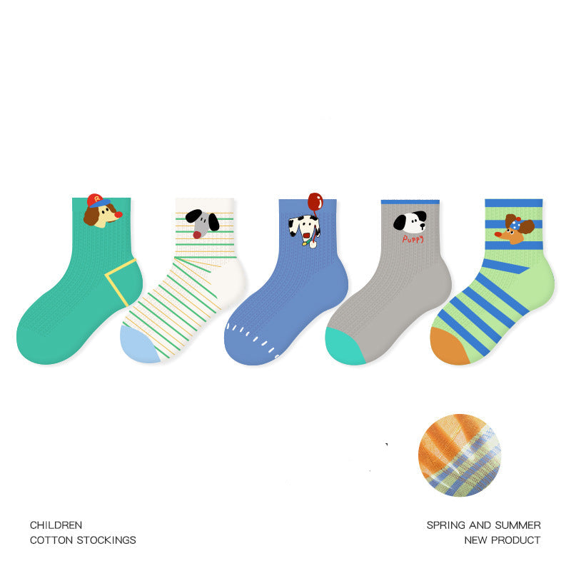 Kids Cotton Socks Cute Bunny Grid Breathable Mesh