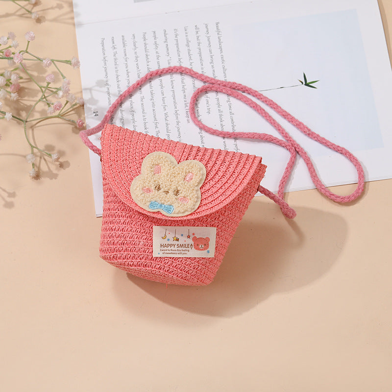 Cute Summer Children's Crossbody Woven Bag with Animal Patterns