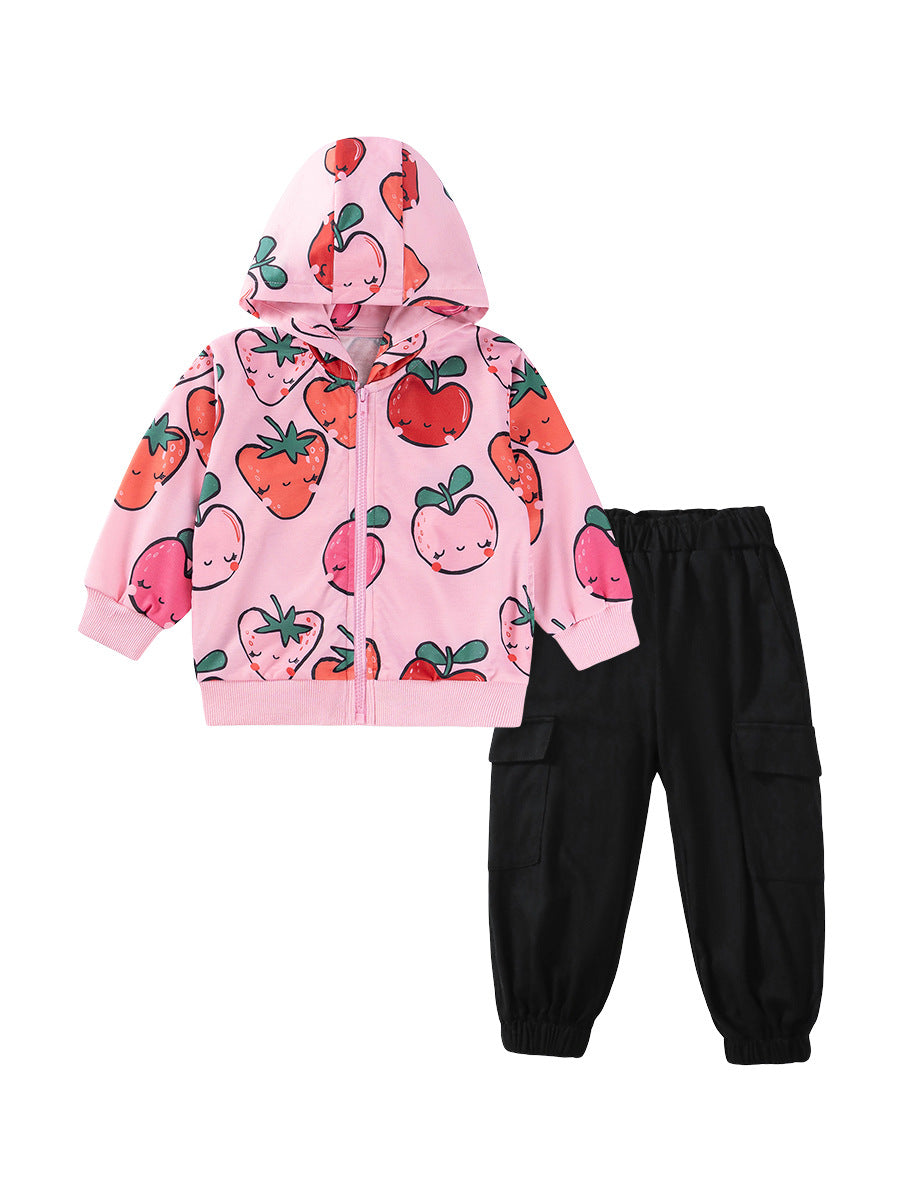 Cartoon Long Sleeve Hoodie for Girls Soft Polyester Casual Wear