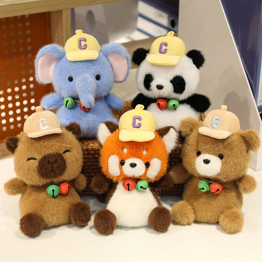 Cuddly Plush Animal Figurines - Elephant, Raccoon, Dinosaur, Penguin, and More