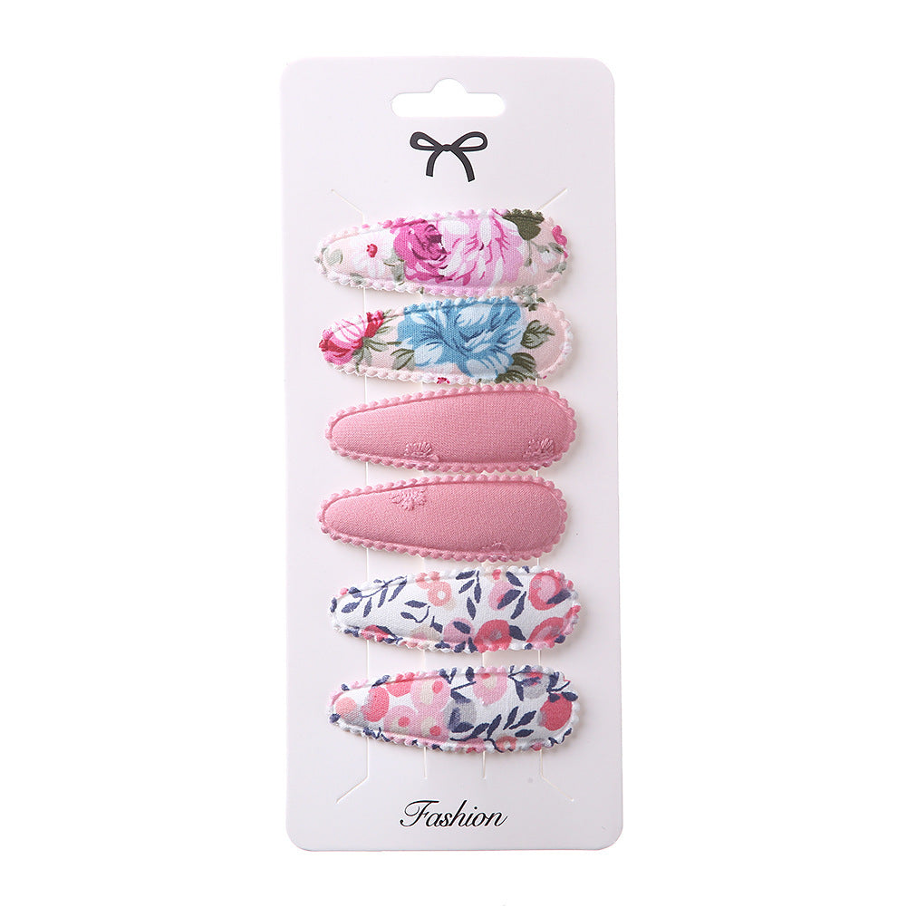 Sweet Floral Fabric Hair Clips Set for Kids