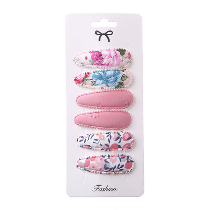 Sweet Floral Fabric Hair Clips Set for Kids