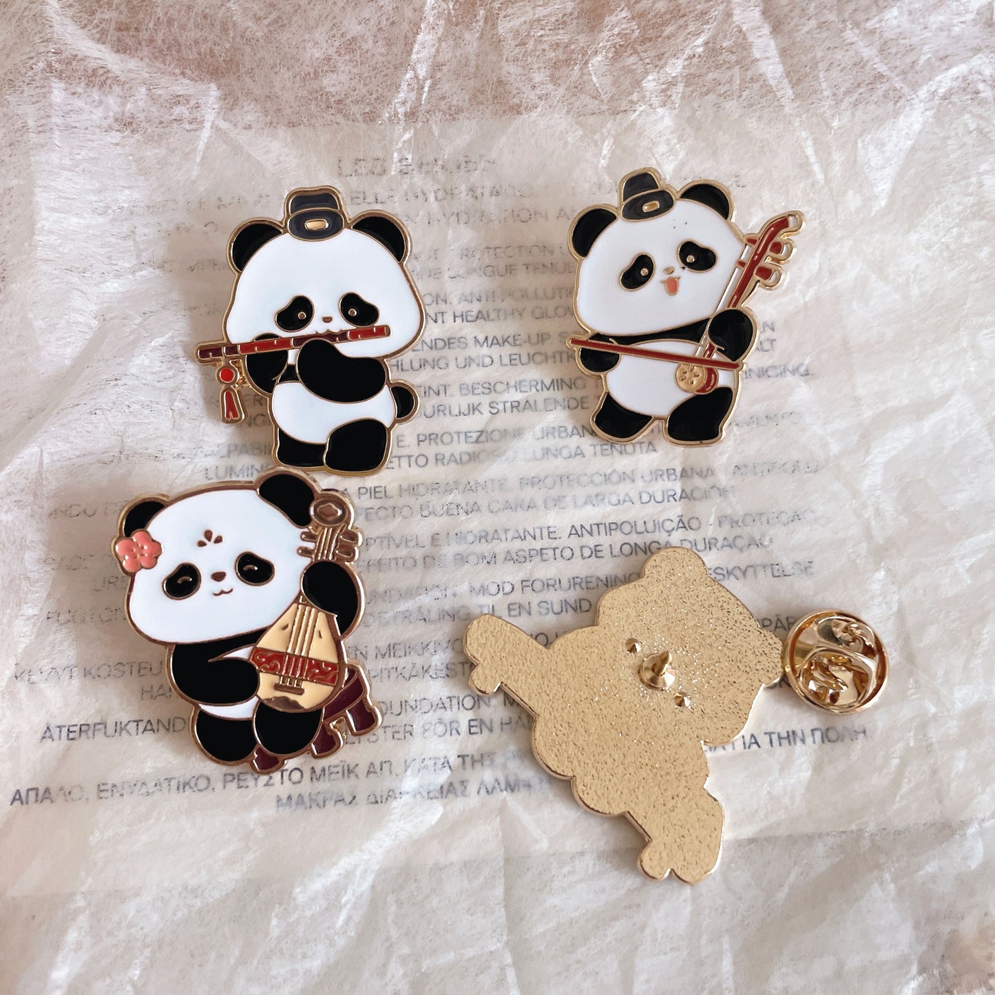 Panda Instrument Brooch Cute Retro Metal Badge for Bags