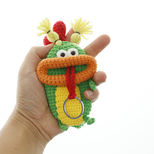 Handmade Woven Dragon Keychain Holder Cute Earphone Case