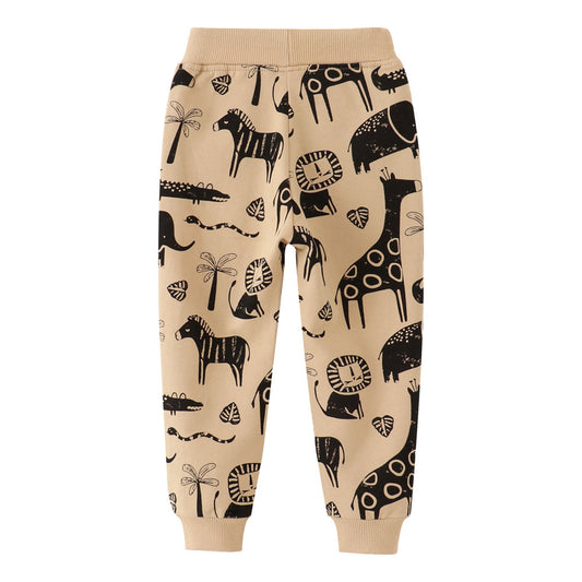 Kids Printed Cotton Long Pants Casual Bottoms