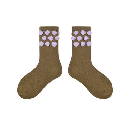Kids Plush Polka Dot Mid Calf Socks Breathable