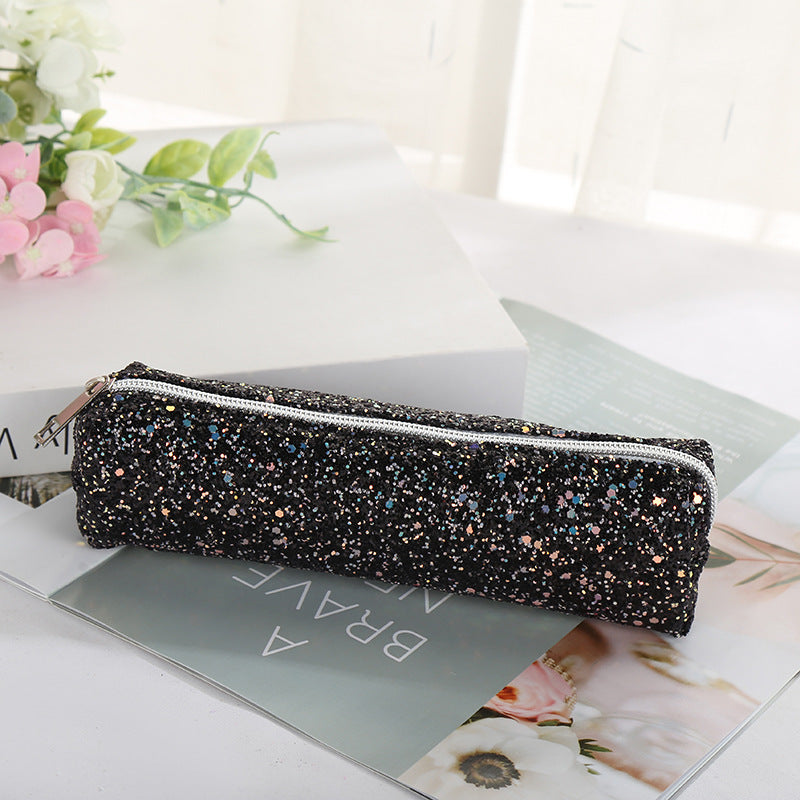 Round Pencil Pouch Minimalist Oxford Fabric For School