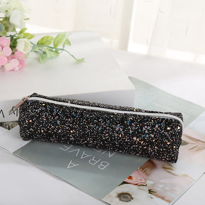 Round Pencil Pouch Minimalist Oxford Fabric For School