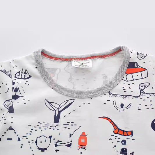 Children's Short Sleeve T-Shirt Animal Print Cotton Casual Style