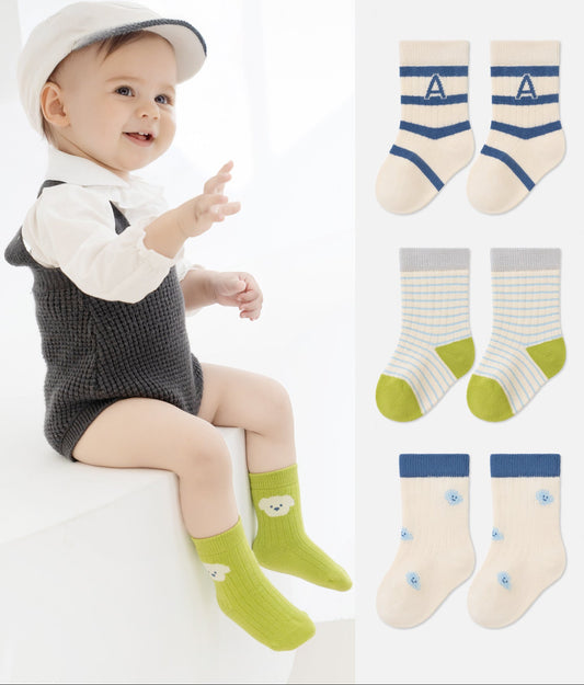 Cartoon Baby Socks Breathable Cotton Mid-Calf Socks