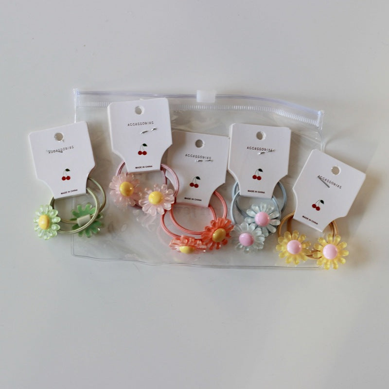 10-Pack Daisy Hair Ties for Girls - Soft Non-Damaging Kids Hairbands