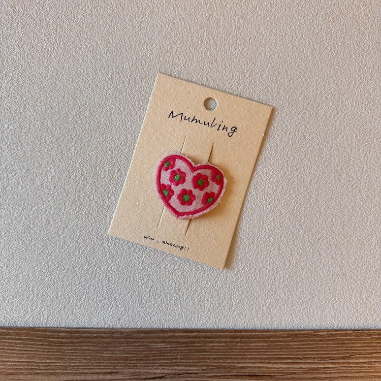 Children's Heart Hair Clips Cute Embroidered Hair Accessories