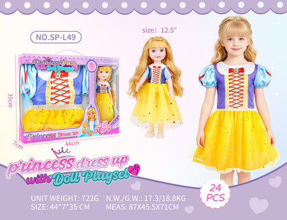Princess Doll Dress-Up Playset - 32cm Rubber Doll Toy