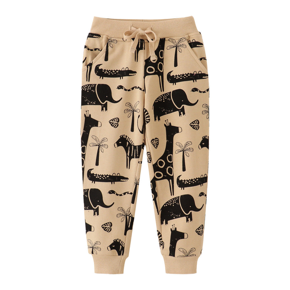 Kids Printed Cotton Long Pants Casual Bottoms