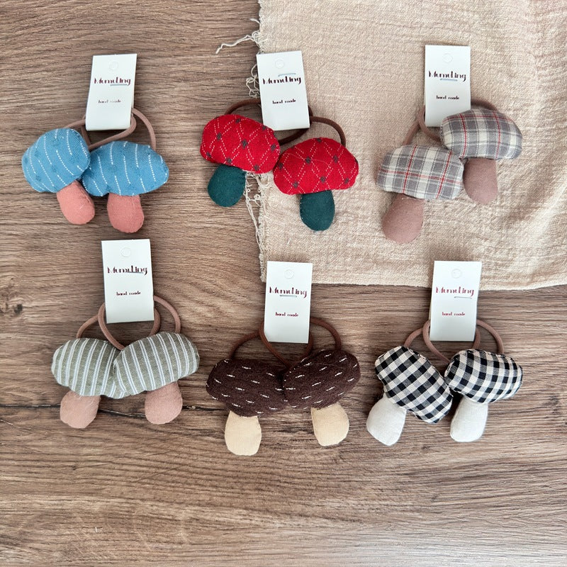 Cute Fabric Mushroom Hair Ties for Kids