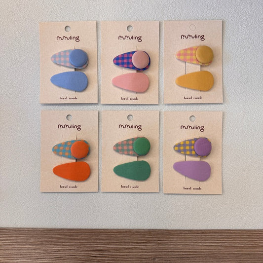 Cute Children’s Hair Clips with Checkered Design