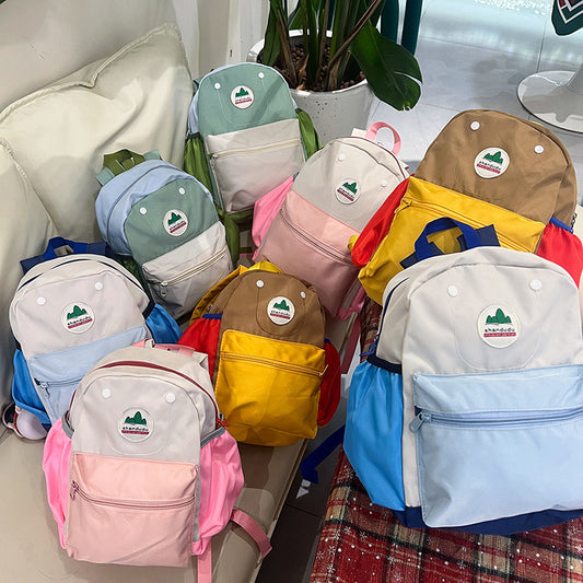 Trendy Color-Block Toddler Backpack for Kids