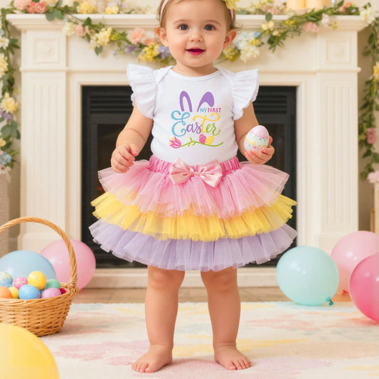 New Baby Girl Bunny Print Sleeveless Dress Outfit Set