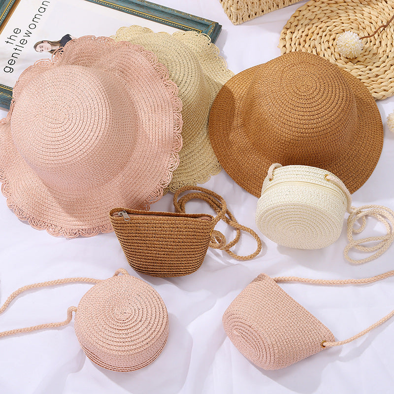 Cute Woven Kids Bag Set with Hats for Boys and Girls