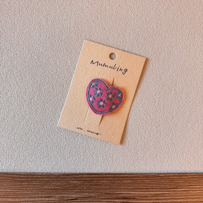 Children's Heart Hair Clips Cute Embroidered Hair Accessories
