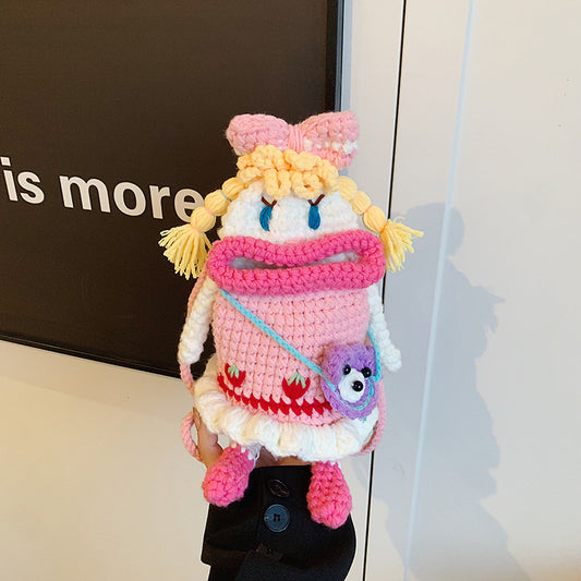 Cute Cartoon Crochet Shoulder Bag for Girls