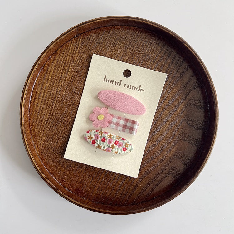 Floral Print Fabric Hair Clips Set for Kids