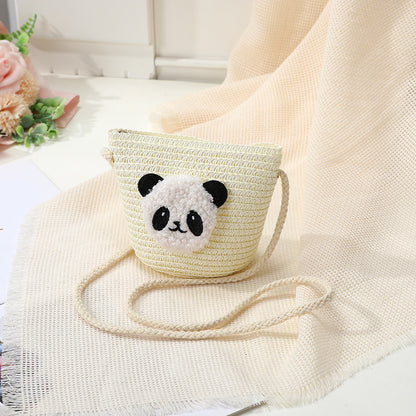 Mini Cute Panda Woven Straw Bag for Women