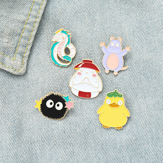 Cute Cartoon Animal Brooches - Stylish Mouse, Duck & Dragon Badges