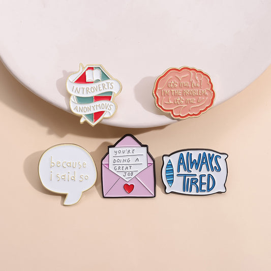 Colorful Letter Brooches Simple Metal Badges Fashionable Accessories
